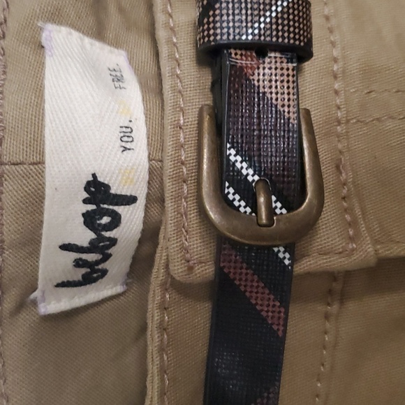 Bebop brand khaki pants with plaid skinny belt - Picture 2 of 3